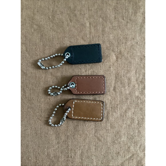 Lot (3) COACH Y2K Small Hang Tag Fob Bag Charm 2 Brown/Black - Picture 2 of 3